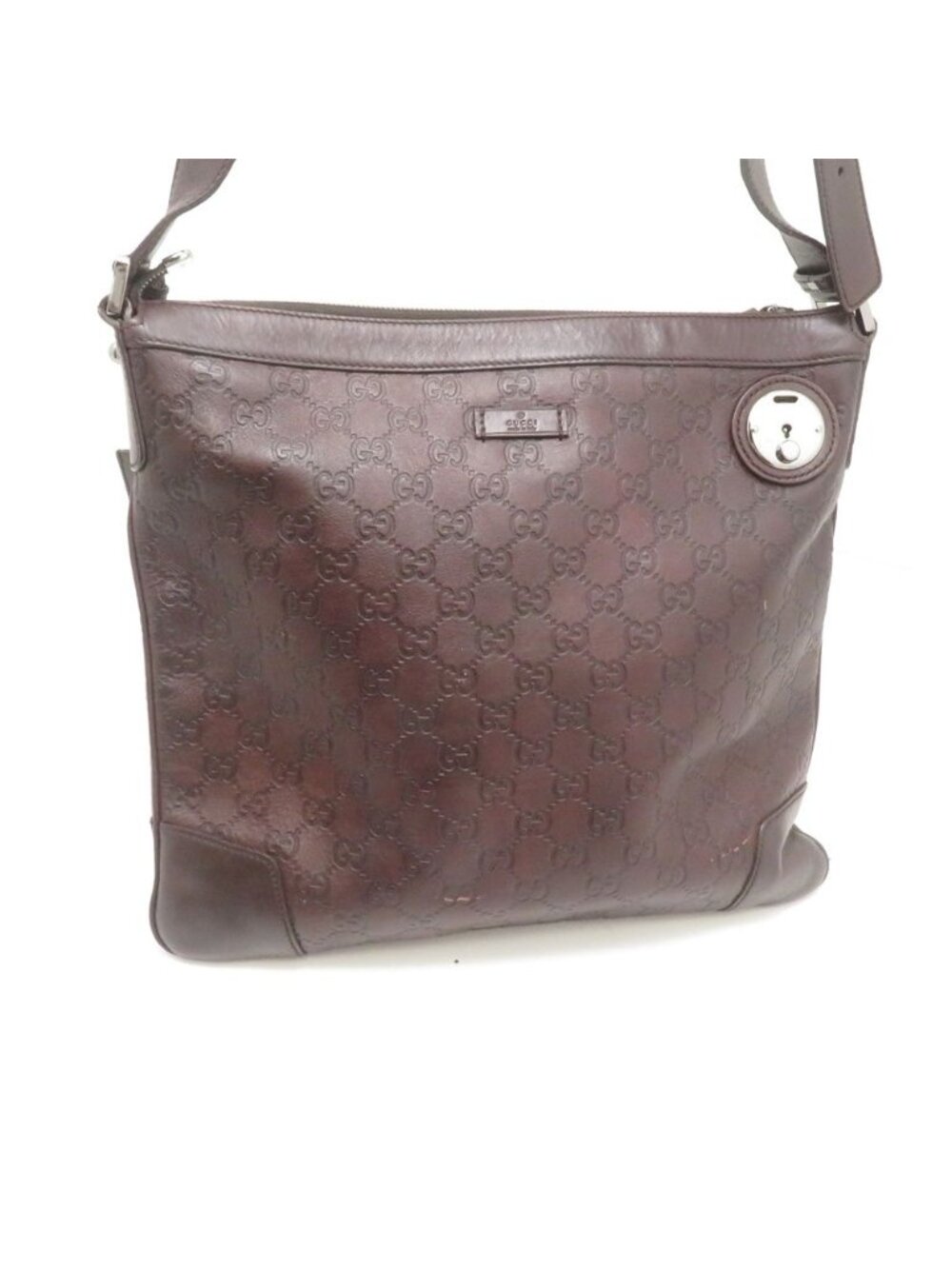 Gucci Guccissima Shoulder Bag Dark Brown Leather GG Canvas